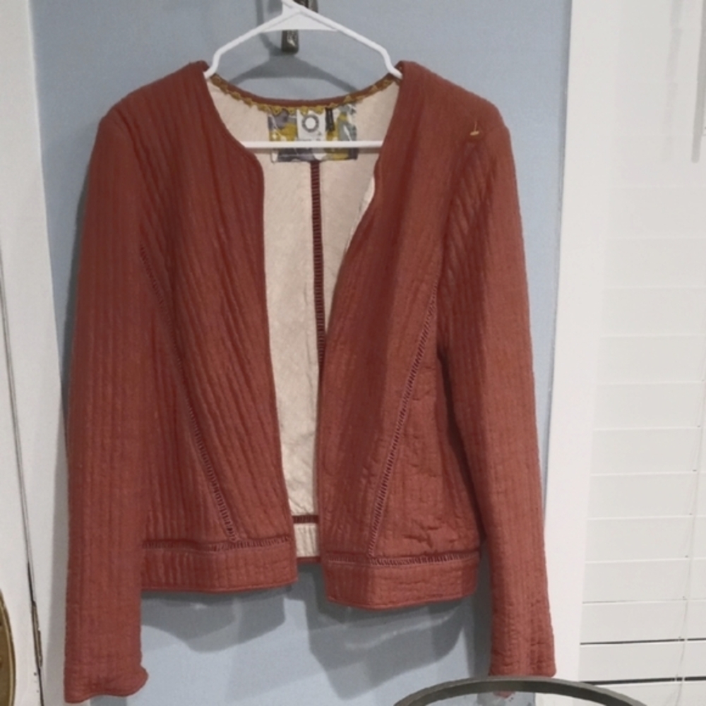 Anthro Rust Quilted Open Jacket - image 1